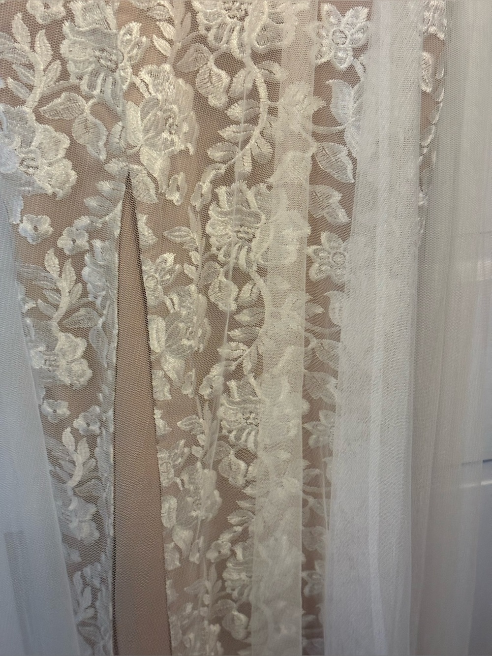 Aidan Mattox Lace Overlay Strapless Evening Bridal Gown - Picture 6 of 13